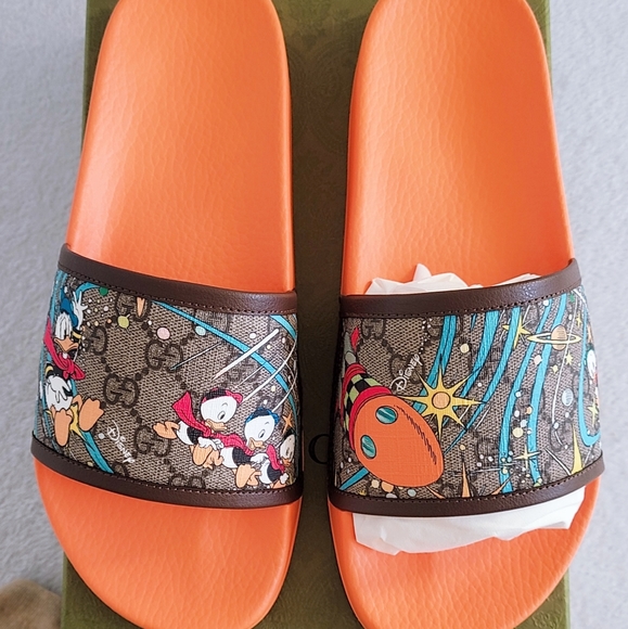 Gucci Other - Authentic Gucci ×Disney Men's GG  Supreme Donald Duck Pursuit Slide Sandals